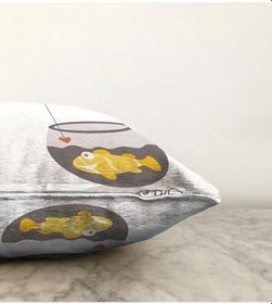 Resim RealHomes Çift Taraflı Beyaz Zeminde Akvaryum Temalı Çocuk Odası Raşel Örme Yastık Kırlent Kılıfı, Sonil-K-4587-55x55cm 