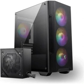 Resim Msı Mag Forge M100A D60 Akrilik Yan Panel 3X120MM 1X120MM Argb Fan 600W 80+ Psu Matx Gamıng Kasa 
