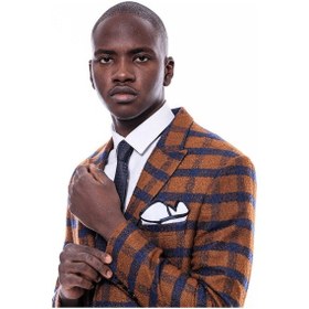 Resim Wessi Ekose Sivri Yaka Slim Fit Taba Ceket - Wessi Taba 