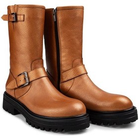 Resim Deery Hakiki Deri Bronz Rengi Kadın Bot Bronz Kahverengi 