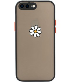 Resim mooodcase Iphone 7 Plus Uyumlu Siyah Kamera Lens Korumalı Papatya Desenli Lüx Telefon Kılıfı 
