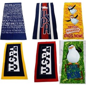 Resim Polo ve Pingui Desenli Plaj Havlusu (Seçenekli) 