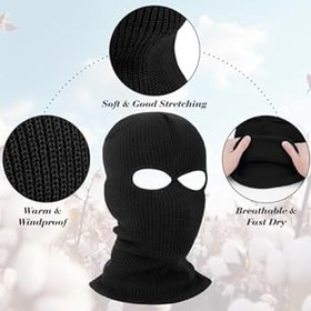 Resim HAGOT Balaclava 3 delikli/2 delikli fırtına maskesi, örgü kar maskesi, motosiklet ve bisiklet için kayak beresi, çok fonksiyonlu maske 