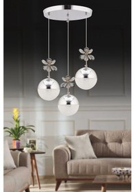 Resim Alfa Kristal Ledli Gold 3 Renk Modu Koridor Yatak Odası Çocuk Odası Ledli Avize Gold 