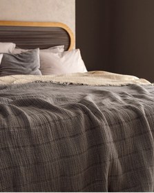 Resim Madame Coco Carolines Çift Kişilik Pamuklu Yatak Örtüsü - Gri 8684427188118 Gri 