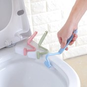 Resim 3 adet, Uzatılmış Saplı Tuvalet Fırçası, V-Şekilli Plastik Noktasız Temizlik Fırçası Banyo ve Dış Mekan Kullanımı İçin, Pil Gerektirmez, Yan Bükme, Mavi, Yeşil, Pembe 
