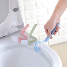 Resim 3 adet, Uzatılmış Saplı Tuvalet Fırçası, V-Şekilli Plastik Noktasız Temizlik Fırçası Banyo ve Dış Mekan Kullanımı İçin, Pil Gerektirmez, Yan Bükme, Mavi, Yeşil, Pembe 