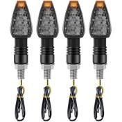 Resim Motosiklet Dinamik Dönüş Sinyalleri 14 Led Akan Işıklar 12v 4 Adet Motosiklet Göstergeleri Siyah. 