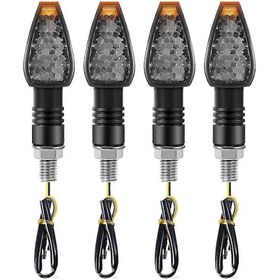 Resim Motosiklet Dinamik Dönüş Sinyalleri 14 Led Akan Işıklar 12v 4 Adet Motosiklet Göstergeleri Siyah. 