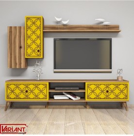 Resim Variant Class Tv Ünitesi Ceviz - Sarı 
