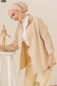 Resim 103901 Oversize Basic Tesettür Gömlek Krem 