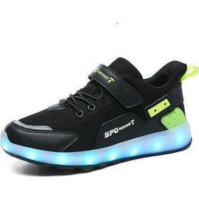 Resim Snapbuy High Quality Shoe Bag Çocuklar Usb Şarj Edilebilir Paten Led Spor Ayakkabı Botları Glow Antrasit - Siyah 