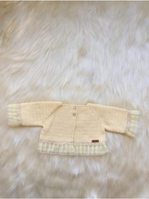 Resim Tuyy Kız Bebek Bej El Örgüsü Özel Tasarım Ceket 