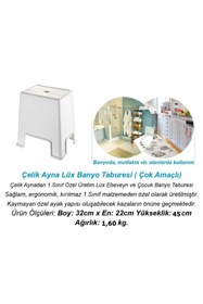 Resim Geseus Büyük Boy Banyo Taburesi Çok amaçlı Tabure-129-Beyaz 