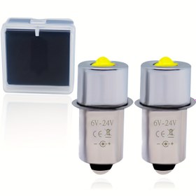 Resim 2 yükseltilmiş LED el feneri ampulleri, DC3-24V 3V 6V 9V 12V 18V 19.2V, 3W PR2P, 13.5S el feneri zanaatkar ışık LED dönüştürme kiti, 6000K parlak beyaz el feneri ampul değişimi, polar olmayan 