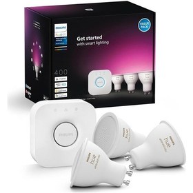 Resim Philips Huewca 4.2w Gu10 Renkli Spot Akıllı Ampul 3'lü Başlangıç Çok Renkli 