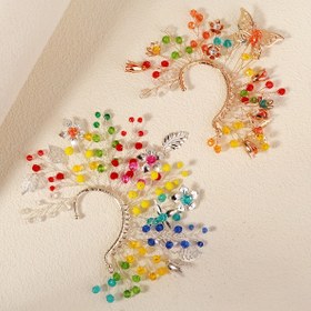 Resim Niche Renkli Peri Kulak Bilekleri, Dopamin Kanşısız Kulak Tutamları, Orman Tarzı Tatil Fotoğrafı Küpeler. 