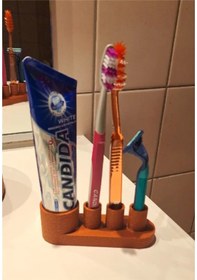 Resim Modern Diş Fırçalık Ve Macunluk Kahverengi 