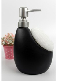 Resim Stonware Sıvı Sabunluk Siyah Süngerlik Bölmeli 500ml 
