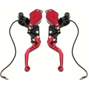 Resim Cordial Motorcycle Fren Ve Debriyaj Kol Seti Kırmızı Çift Hidrolik Ana Silindir Kiti 7 8 22mm Piston Evrensel Cnc 
