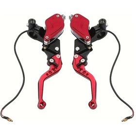 Resim Cordial Motorcycle Fren Ve Debriyaj Kol Seti Kırmızı Çift Hidrolik Ana Silindir Kiti 7 8 22mm Piston Evrensel Cnc 