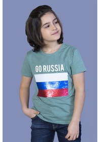 Resim Toontoy Kids Toontoy Erkek Çocuk Go Russia Nakışlı Tişört Yeşil 