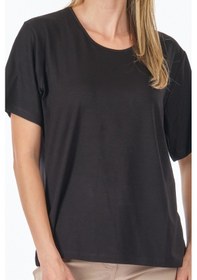 Resim Desen Sıfır Yaka Siyah Kadın T-shirt 23123786 001 