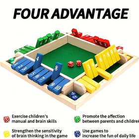 Resim Dört Renkli Ahşap Matematik Tahta Oyunu, Aile Eğitici Tahta Oyunu, Tatil Partisi Atmosferi Oyunu İçin Uygun, Oyuncak Hediye, Tatil Hediyesi, Ludo Tahta Oyunu Parça ile, Ludo Tahta Oyunu Seti, Ludo Oyunu, Tahta Oyunu, Zar Oyunu, Shut The Box Oyunu, Matematik Oyunu, Aile Tahta Oyunları, Oyun 