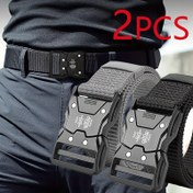 Resim 2 adet Unisex Taktik Naylon Kemer - Nefes Alabilen Kanvas Tasarımı, Hızlı Çıkarma Tokası, Konforlu ve Dayanıklı, Açık Hava Sporları ve Eğitim için, Siyah, Spor Kemeri | Ayarlanabilir Kemer | Dayanıklı Kemer, Taktik Kemer 