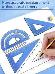 Resim BGA 4 pcs Geometri gönye açı bulucu cetvel seti açı ölçer, üçgen cetvel seti metal üretim 