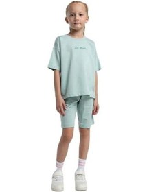 Resim Rolypoly Kız Çocuk Pamuk İki İplik Kısa Kol Şortlu Pijama Takımı Rp3590 Yeşil 