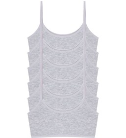 Resim Kız Çocuk Gri Yarım Atlet Pedsiz Alıştırma Sütyeni Pamuklu Likralı 6'lı Paket Gri 