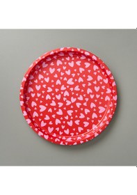 Resim Sarkapp Kalpli Metal Tepsi - Kırmızı / Pembe - 35x35 Cm Çok Renkli 