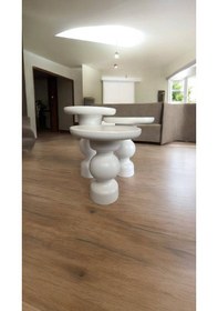 Resim Simillo Wood Wooden Ahşap Beyaz Renk 3 Lü Set Fitilli Mantar Yan Sehpa Modern Fiskos / Kod:trd10826 Beyaz 