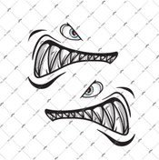 Resim Bay Etiket Cw10 Kizgin Kopek Baligi Gozu Ve Disleri Seti - Büyük Boy 