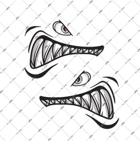 Resim Bay Etiket Cw10 Kizgin Kopek Baligi Gozu Ve Disleri Seti - Büyük Boy 