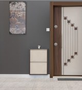 Resim Kaser Metal 2 Li Metal Ayakkabılık Kahve Krem Kahverengi 