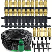Resim 1 adet, 15m-30m Açık Hava Sislendirme Soğutma Sistemi Bahçe Sulama Sulama 1/4 inç Pirinç Sislendirme Nozulu 4/7mm Hortum Avlu Serası için 