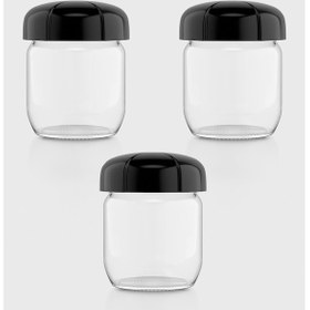 Resim Renga Rhea 425 Ml Siyah Kapaklı 3'lü Cam Kavanoz Seti 131010 Siyah 