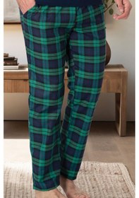 Resim Mecit Pijama Mecit 3000 Yeşil Ekoseli Erkek Tek Alt Pijama Yeşil 