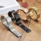 Resim Modern, Paslanmaz Çelik Fileli Saat Kayışı - Hızlı Çıkarma, Çift Kilitli Toka, Erkekler & Kadınlar için Şık, 18mm/20mm/22mm 