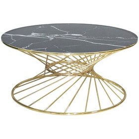Resim Orta Sehpa Brc RİVOLİ MODELSiyah Mermer Cam Metal Çelik GOLD renk Kaplama Ayak El Yapım 