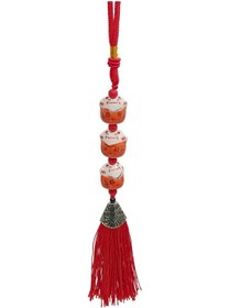 Resim Üçlü Turuncu Maneki Neko Şans Kedisi Araba Süsü No.5t 