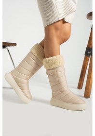 Resim Lilia Kürklü Bej Kadın Bot Bej 