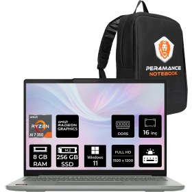 Resim Lenovo Ideapad Slim 5 Amd Ryzen Aı 7 350 8gb 256GB SSD 16" Fhd+ W11H Taşınabilir Bilgisayar & Per4 Çanta 83HY004CTRP301 
