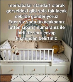Resim Se7enSky 150x50 Yatak Kenarına Geçmeli, Divan Hemnes Uyumlu Beyaz Yatak Bariyeri, Trabzanz, Korkuluk 