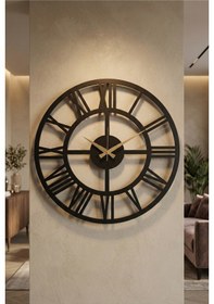 Resim Aa Shop Ahşap Dekoratif Sade Roma Rakamlı Duvar Saati 50 CM Siyah 
