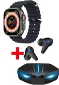 Resim pazariz Gs8 Watch 8 Ultra Akıllı Saat Siyah Watch 2.02 Inc K55 Oyuncu Bluetooth Kulaklık Hediye 