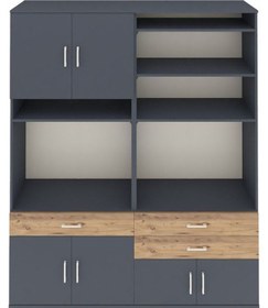 Resim Hyperion Gardrop 10 Raflı 3 Çekmeceli 8 Kapaklı 176x44x221 Antrasit-antrasit/çam Antrasit/çam 