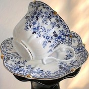 Resim 1 set İskandinav Tarzı Mavi ve Beyaz Porselen Fincan ve Tabak Seti, ins Tarzı Yaratıcı Amerikan Latte Kahve Fincanı ve Tabak Seti, Ev İçme Fincanı, Şık Akşam Çay Fincanı ve Tabak Seti, Aile Mutfak Hayatı İçin Uygun, Tatil Hediyesi 